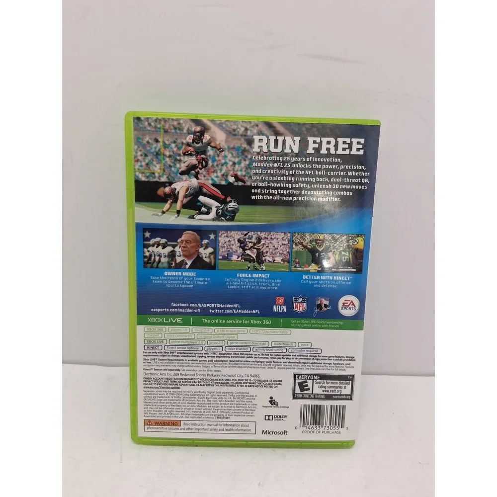 Madden NFL 25 EA Sports Xbox 360 Video Game 2013 Kinect Better With Kinect